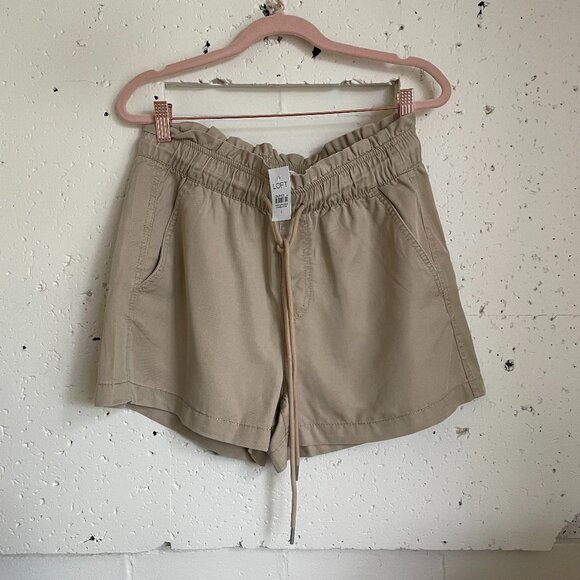 LOFT | Khaki Brown Paperbag Drawstring Pocket Shorts Small NWT - Picture 1 of 5